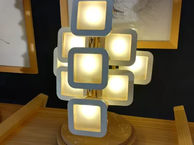 Lampe design 'Voile' en MDF avec diffuseur en calque