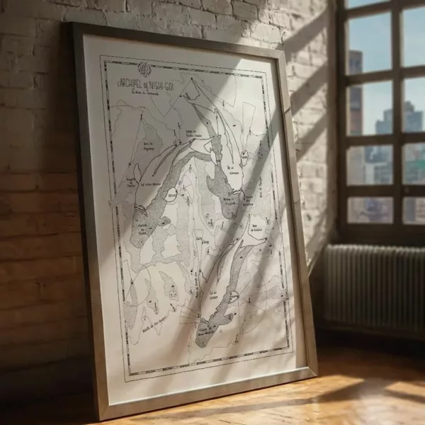 Poster Art - Koi Carp-Themed Imaginary Marine Map in Ink Print – Image 4