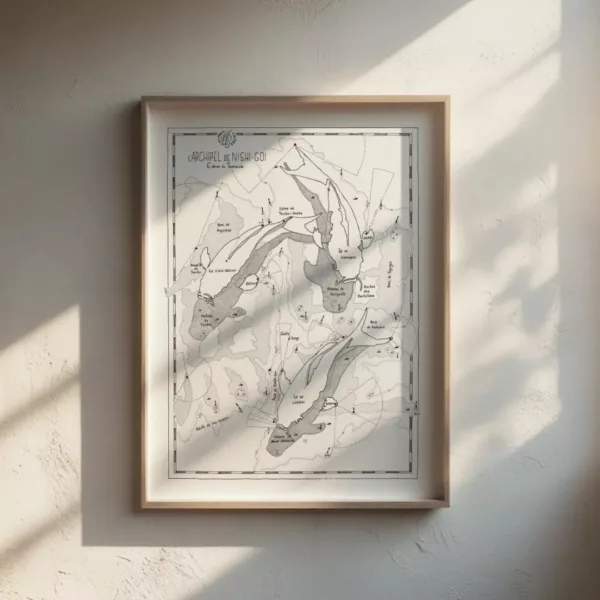 Poster Art - Koi Carp-Themed Imaginary Marine Map in Ink Print – Image 3