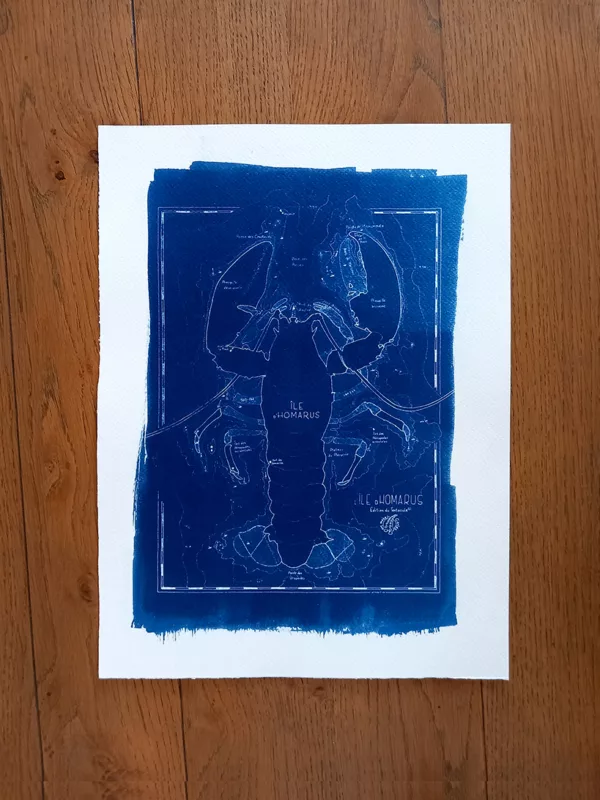 Cyanotype Carte marine Homarus