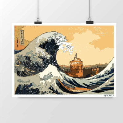 Affiche Hokusaï La Rochelle Grande Vague Vieux-Port