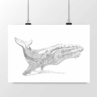 Poster horizontal - Baleine en faïence : Émerveillez votre espace